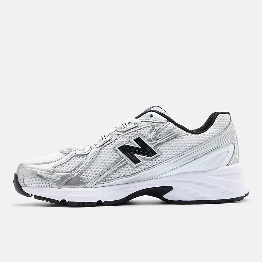 New Balance 740  White with Metallic Silver and Black