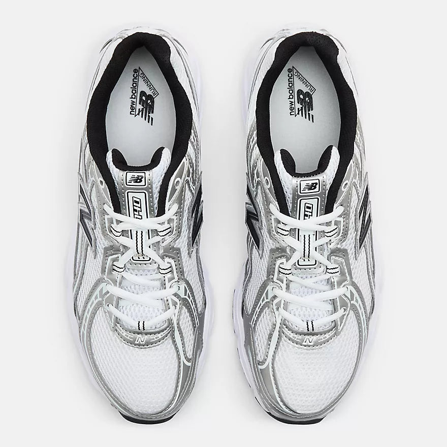 New Balance 740  White with Metallic Silver and Black